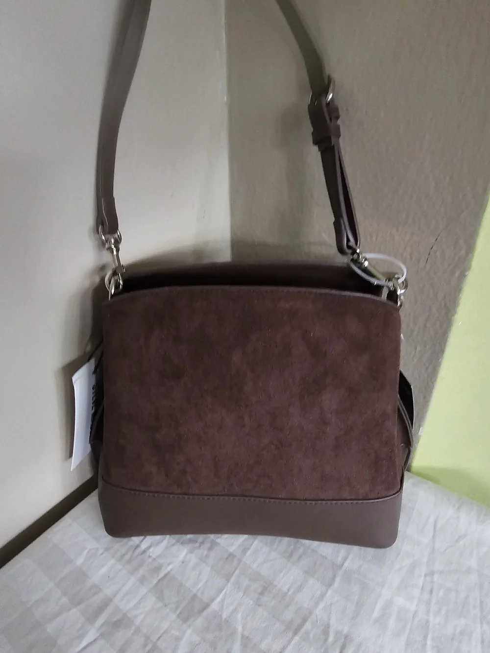 Steve Madden Dark Brown Suede & Leather Shoulder Bag